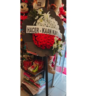 Yapay Jerbera Kırmızı Beyaz Sepet